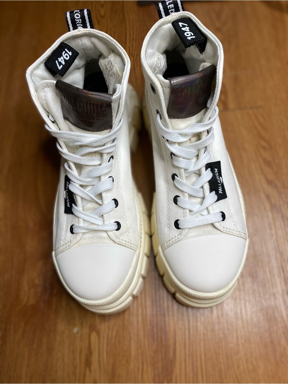 Palladium Cream-White High Top Canvas Boots